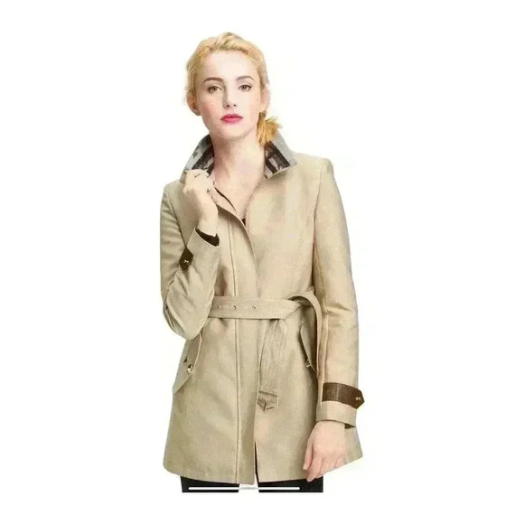 Sam Edelman Aztec Trim Khaki Belted Trench Coat SIZE-LARGE - Picture 1 of 9